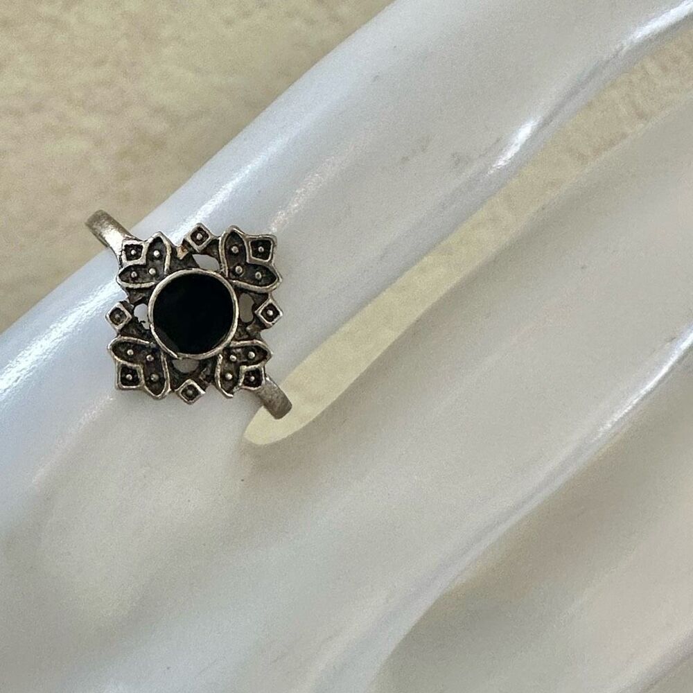 Ornate Black Stone Ring